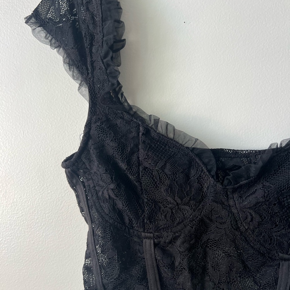 Black Lace Vintage Going Out Corset Top